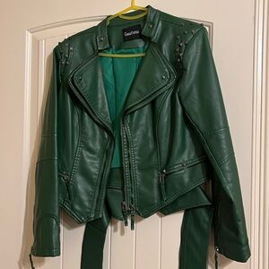Green faux leather jacket